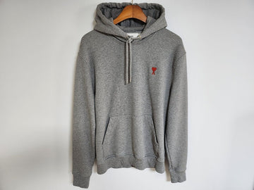 AMI Gray Small Heart Embroidered Hoodie BFUSW200 154514918