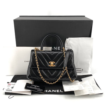 CHANEL Caviar Skin Coco Handle Small Top Handle Tote Bag and Shoulder Bag 2Way 154519121