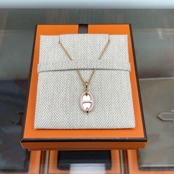 Hermes Mini Maillon Necklace Rose Gold/Rose Gold H100040FOD2 154520916