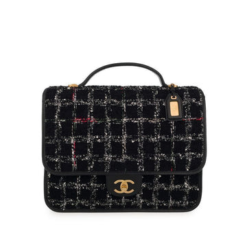 CHANEL Schul-Memory-Rucksack Schwarz Vintagebeschlag Tweed 5ET0500 129176200