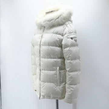 PRADA Damenjacke aus Nylon mit Dreieckslogo und Fuchsbesatz 154521734