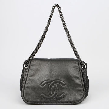 CHANEL Caviar Flap Large Chain Shoulder Crossbody Bag 154128600
