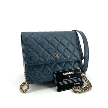 CHANEL Gold-Tone Caviar Square WOC Mini Bag Crossbody 154528421