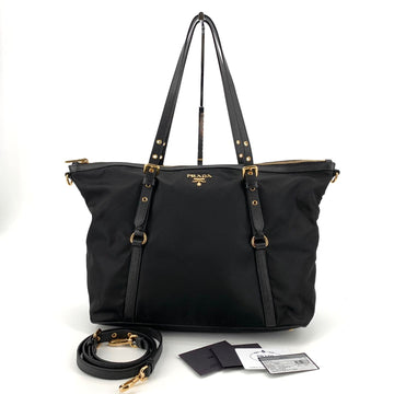 Prada Nylon Saffiano Gold Logo Tote Bag Shoulder Bag 1bg253 154529124