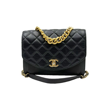 CHANEL Schwarze CC Logo Goldene Mittelketten Clutch (Modell 27) 154582155