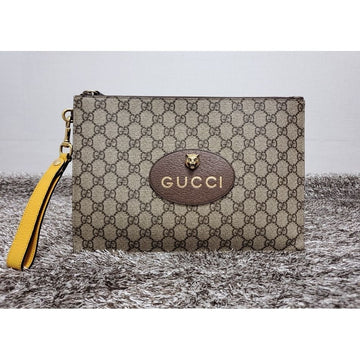 Gucci GG Supreme Jaguar Gold Clutch Bag 154591254