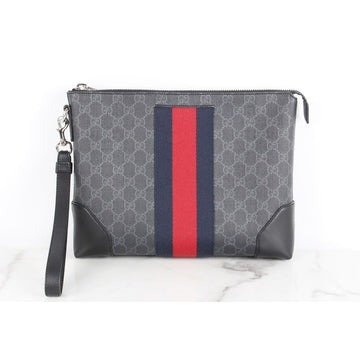Gucci GG Supreme Web Strap Pouch Clutch 154602322