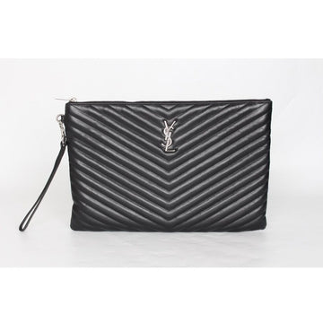 Saint Laurent Silver Clutch Black Large L 154602605