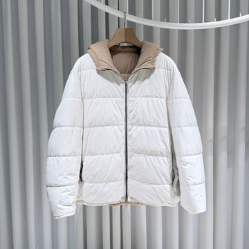 BRUNELLO CUCINELLI リバーシブルダウンパディングジャケット ホワイト ブラウン 154606131