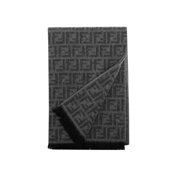 Fendi Jacquard Wool Scarf Gray 154442735