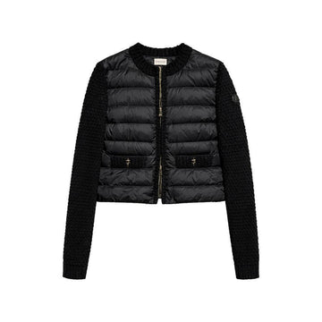 MONCLER Mischung von gepolstertem Jackett mit Logo-Patch schwarz 154443262