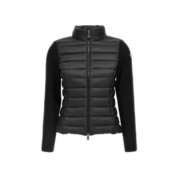 Moncler Logo Patch Knit Mixed Padding Jacket Black 154443261