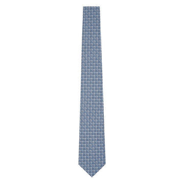 SALVATORE FERRAGAMO Seidentie mit Gancini-Logo-Muster Blau 35-1254 0784159 153588503