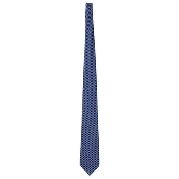 SALVATORE FERRAGAMO 26SS リボンロゴパターン シルクネクタイ ネイビー 35-1260 0784261 153588472