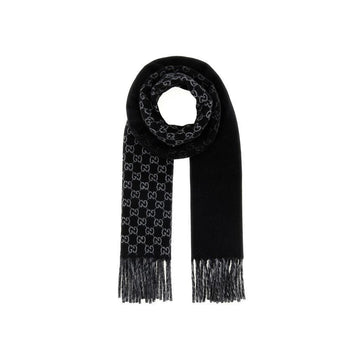 GUCCI 26SS ジャカード ツートン ウール マフラー ブラックグレー 852038 4GAKX 1063 153589353