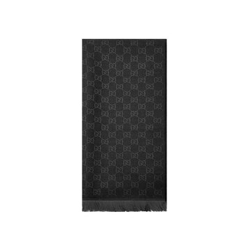 GUCCI GGジャカードウールマフラー ブラックグレー 848507 3G200 1063 153589351
