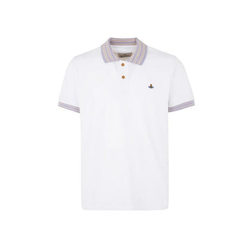Vivienne Westwood Logo Stripe Polo T-Shirt White 153209027