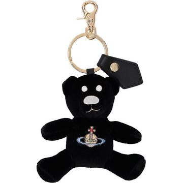 Vivienne Westwood Embroidered Logo Teddy Bear Keyring Black 153208986