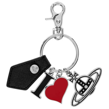 Vivienne Westwood Love ORB Logo Saffiano Keyring Black 153208987