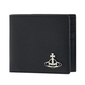 Vivienne Westwood 25SS Orb Silver Logo Saffiano Bi-Fold Wallet Black 51120008U S000B N401 153208971