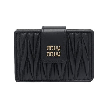 Miu Miu Quilted Gold Logo 5-Pocket Card Holder Black 153211575