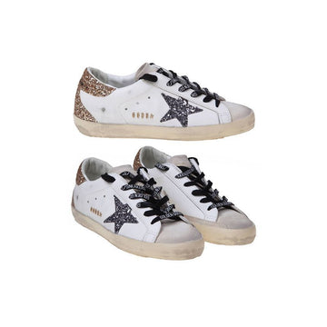 GOLDEN GOOSE Glitzer Superstar Sneakers Weiß mit Goldtab F005358 82532 152303726