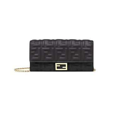 Fendi FF Gold Logo Baguette Chain Wallet Crossbody Bag Black 8M0365 AAJD F0KUR 152242150