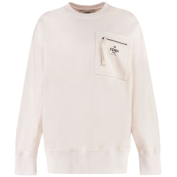 Fendi Zip Pocket Signature Logo Sweatshirt Cream FS7912 ANQT F084J 152242141