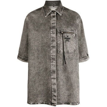 FENDI ジッパーポケットシグネチャーロゴデニムシャツジャケット グレー FLF725 ANQJ F084J 152242139