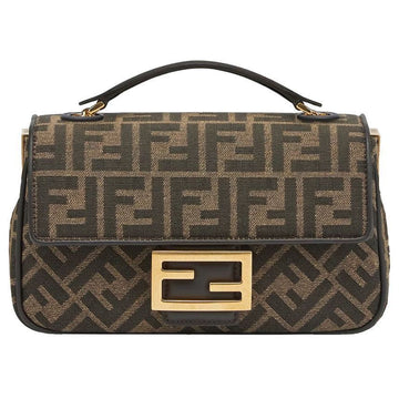 FENDI 24FW FFロゴバゲットミディチェーンバッグ ブラウン 8BR793 AKBZ F1EM3 152242093