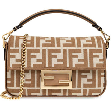 Fendi 24FW FF Jacquard Mini Baguette Tote Crossbody Bag Beige 8BS017 AOVF F1PIQ 152242091