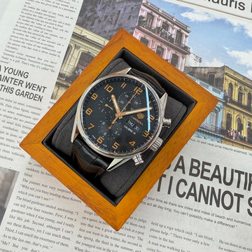 Tag Heuer Carrera 43 Caliber 16 Gold Hands Black Dial Leather Deployant Watch 154616061