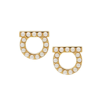 Salvatore Ferragamo Gancini Pearl Earrings Gold 26SS 76-0125 0696581 152303301