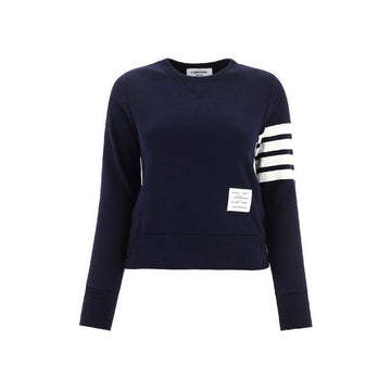 THOM BROWNE Klassisches Frauen Sweatshirt mit diagonaler Auflage Navy FJT002A 00535 415 152303330