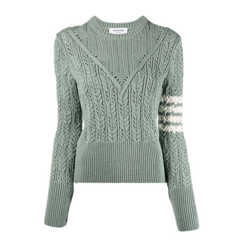 Thom Browne Diagonal Pullover Cable Knit Green FKA383A Y1024 350 151784334