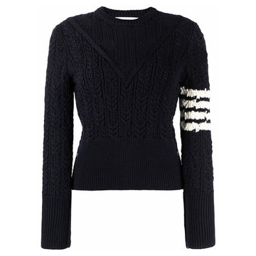 Thom Browne Diagonal Pullover Pointelle Knit Navy FKA383A Y1024 415 151784336