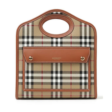 Burberry Mini Pocket Vintage Check Tote Crossbody Bag Briar Brown 8066166 151784764