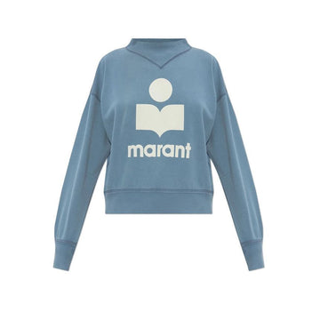 ISABEL MARANT 26SS MOBY ベルベットロゴ スウェットスウェットシャツ スレートブルーエクリュ SW0003FA C3M07E SBEC 151009029