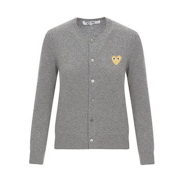 COMME DES GARCONS Goldenes Herz Wappen Patch Cardigan Grau AX-N049-051-3 151009396