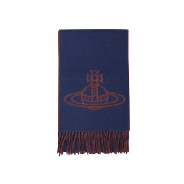 VIVIENNE WESTWOOD 25FW ORB ロゴ シングル ツートン マフラー ブルー 81030006 W00ZH K410 150834881