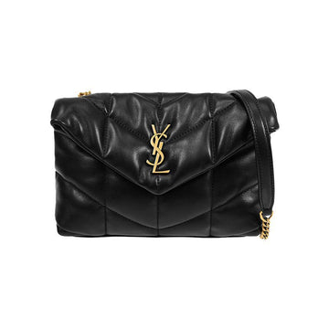 SAINT LAURENT 26SS goldene Puffer Monogramm Stepp Ketten Schultertasche Schwarz 759337 1EL07 1000 150726861