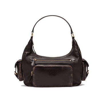 Miu Miu Embossed Logo Napa Leather Pocket Shoulder Bag Coffee 5BC189 AF8T F0201 150726917