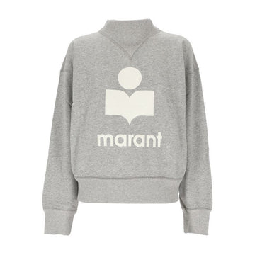 Isabel Marant 26SS MOBY Velvet Logo Sweatshirt Gray White A1M07E GYWH 150635272
