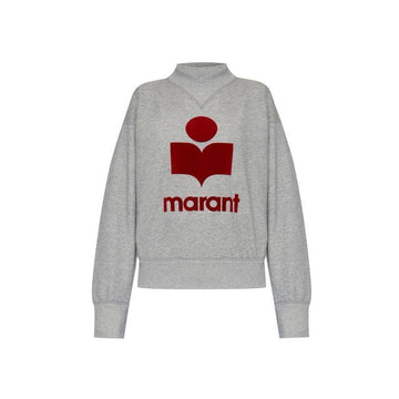 Isabel Marant 26SS MOBY Velvet Logo Sweatshirt Grey Red A1M07E GYRD 150635267