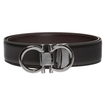 Salvatore Ferragamo 26SS Double Gancini Reversible Glossy Belt Black Brown 67-9938 0694531 150622426