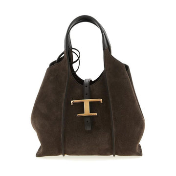 TODS Zeitloses Wildleder Mini Shopper Crossbody-Tasche Dunkelbraun P3A S808 150622487