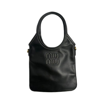 MIU MIU Ivy Leder Handtasche mit Logo-Stickerei Schwarz 5BA281 2CRW F0002 150622520