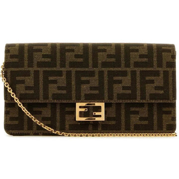 Fendi 25FW FF Logo Baguette Chain Wallet Shoulder Crossbody Bag Brown 8M0498 A98P F0A6E 150552678