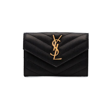 SAINT LAURENT 26SS ゴールドモノグラムフラップカードケース ブラック 414404 BOW01 1000 150552797