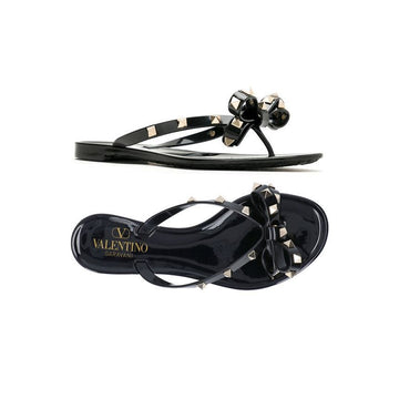 VALENTINO 25FW ゴールド ラックスタッド フリップフロップ ブラック 7W2S0552 PVS 0NO 150553801